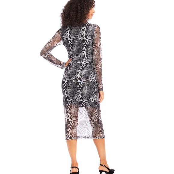 Karen Kane Mesh Side Shirred Midi Dress β Mixed Animal Print, Size XS, NWT - Picture 5 of 5